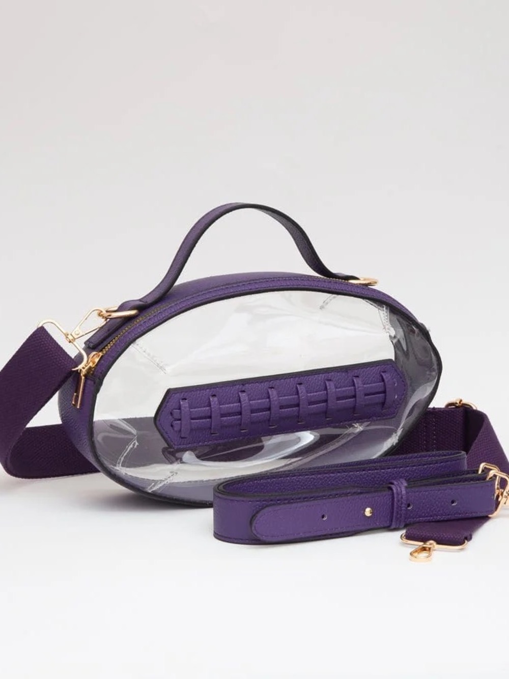 Purple Clear Football Crossbody Stadium Approved Bag